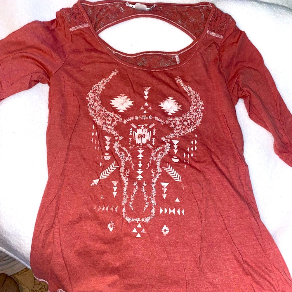 Western cow skull lace lined back